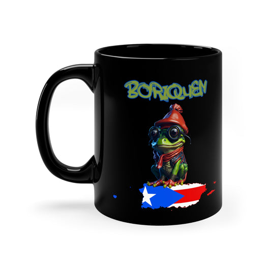 Bori Coqui | Puerto Rican Gift | HD | Boriquen | Coffee | Tea | Hot Chocolate | 11oz | Black Mug