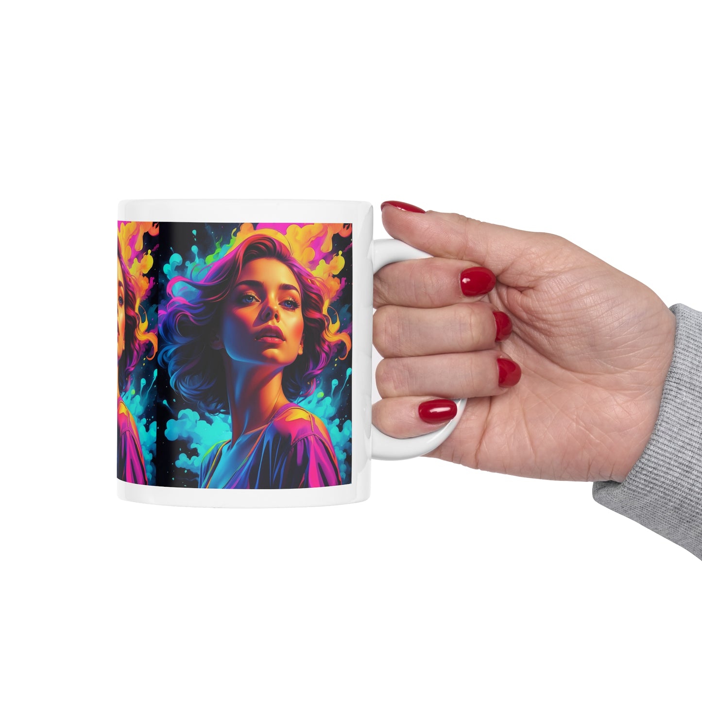 Holi Girl | HD Graphics | Festival of Colors | Vibrant | Coquette | Coffee | Tea | Hot Chocolate | 11oz | White Mug