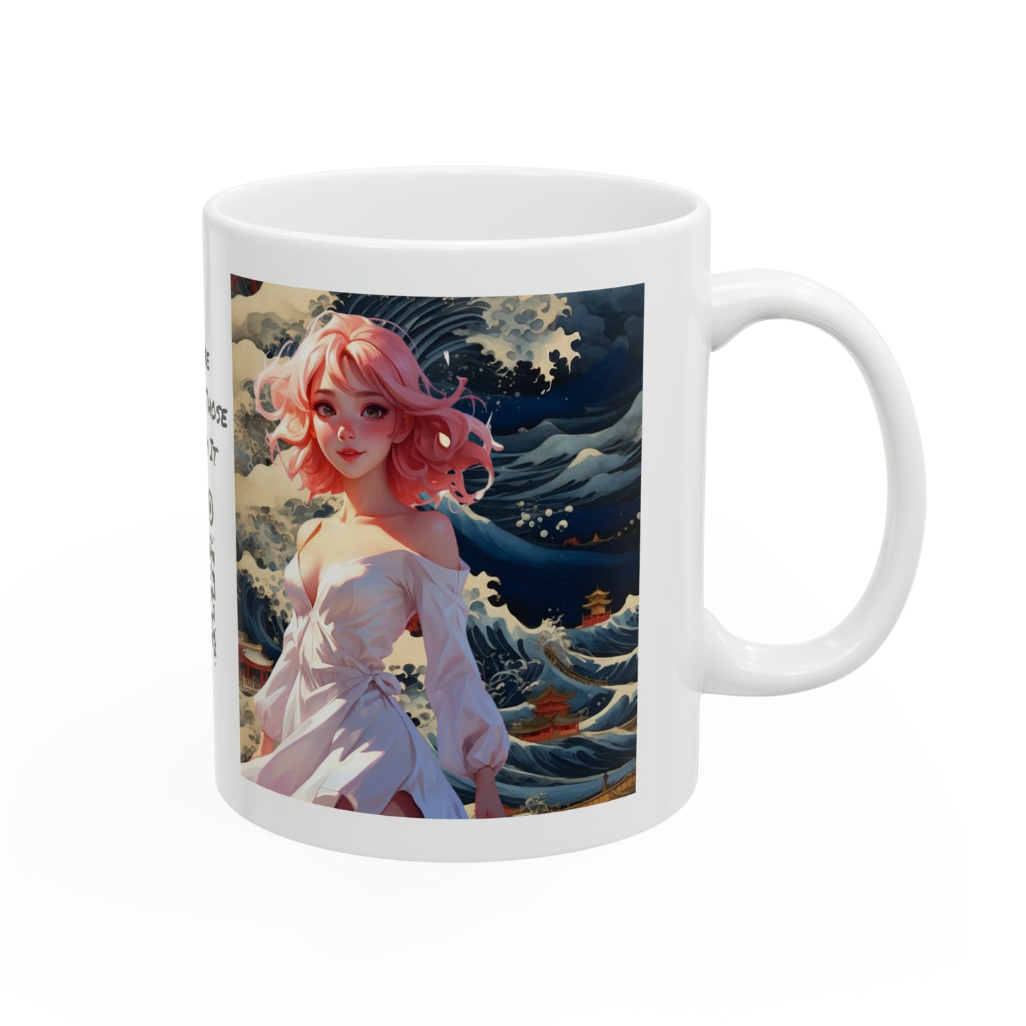 Waves of Beauty | HD Graphic | Pretty Girl | Japanese Art | Coffee | Tea | Hot Chocolate | 11oz | White Mug
