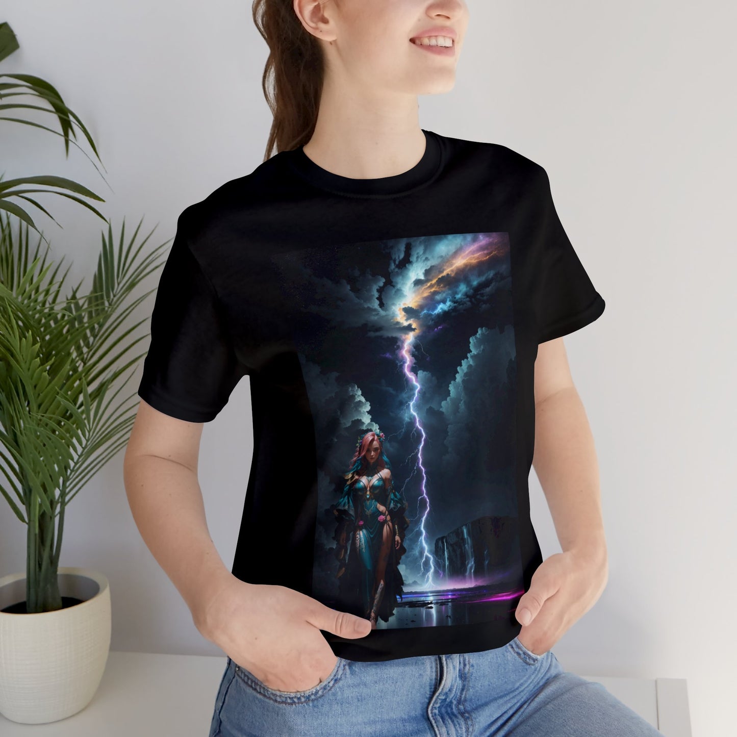 Lightning Crashes |  Anime Gift | Fantasy Girl | Nature's Fury | Sci Fi | Futuristic | HD Graphics | Unisex | Men's | Women's | Tee | T-Shirt