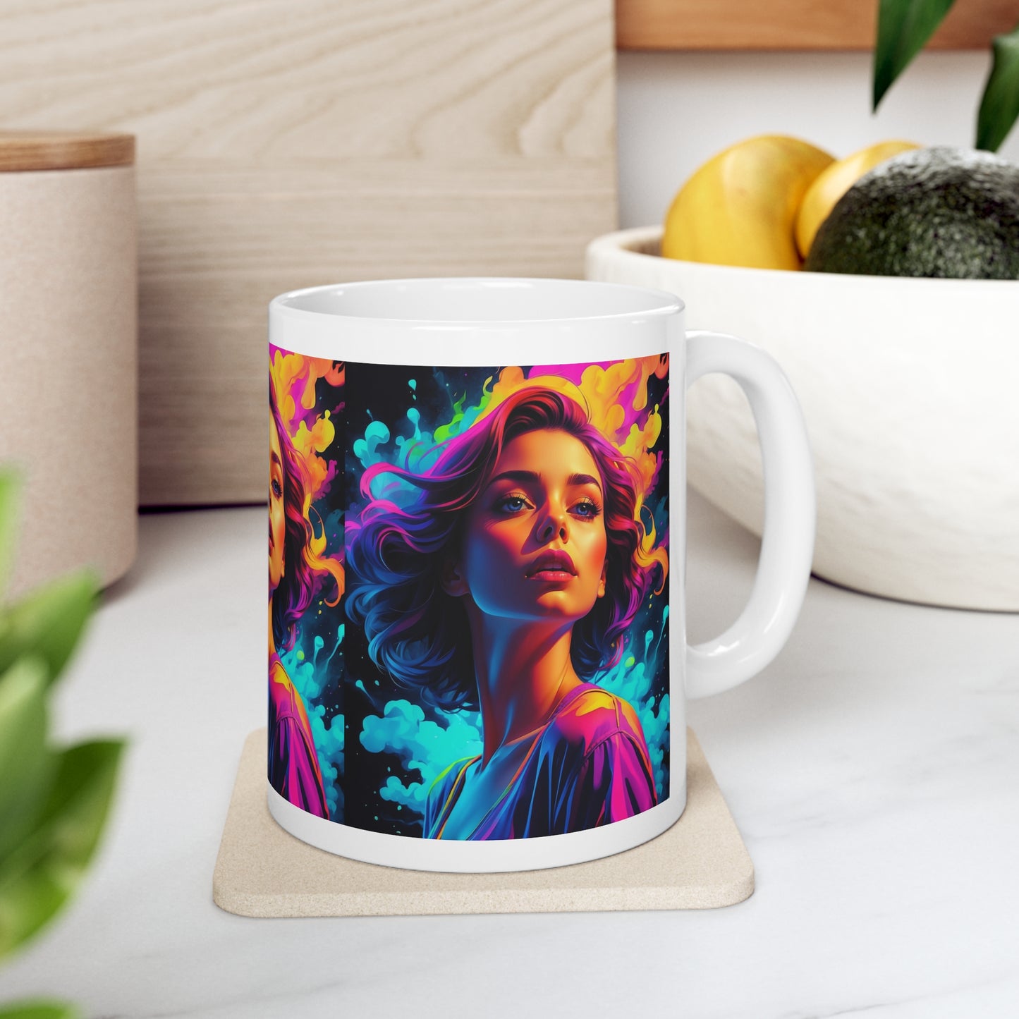 Holi Girl | HD Graphics | Festival of Colors | Vibrant | Coquette | Coffee | Tea | Hot Chocolate | 11oz | White Mug