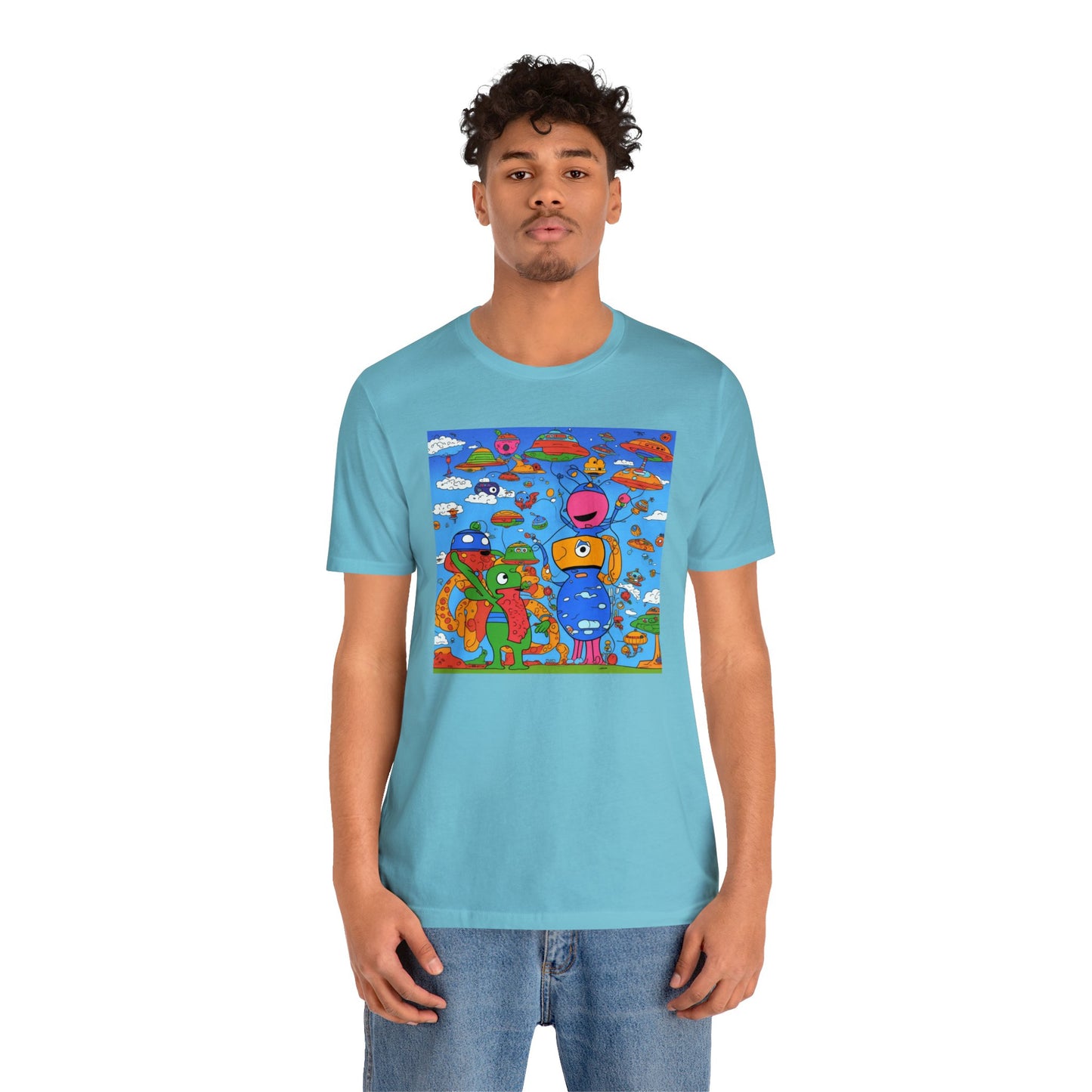 Abstraction | Abstract | Art | Colorful | Trendy | Graphic | Funny | UFO | Aliens | Tee | T-Shirt | Unisex | Men's | Women's |Short Sleeve