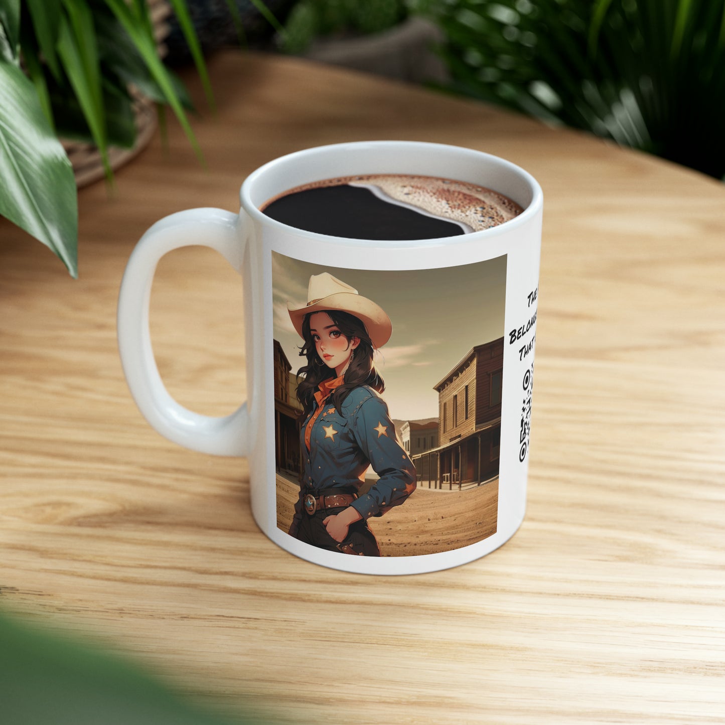 The Showdown | HD Graphic | Wild West | Cowgirl | Coffee | Tea | Hot Chocolate | 11oz | White Mug