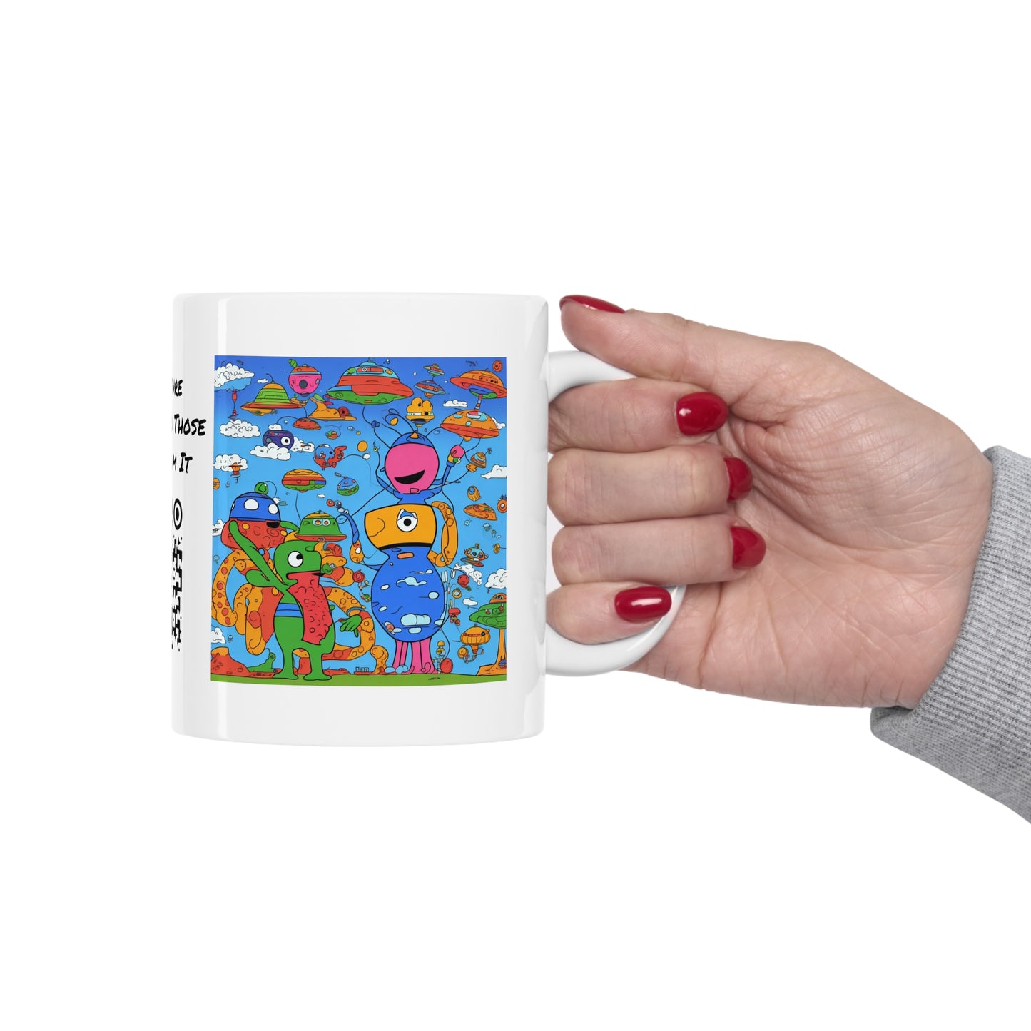 Abstraction | Abstract | Art | Colorful | Trendy | Graphic | Funny | UFO | Aliens | Coffe | Tea | Hot Chocolate | Ceramic Mug |11oz