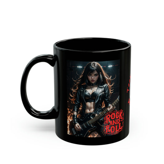 Rock Chic | Heavy Metal | Rock Music | Girl Rocker | HD Graphic | Coffee | Tea | Hot Chocolate | 11oz | Black Mug
