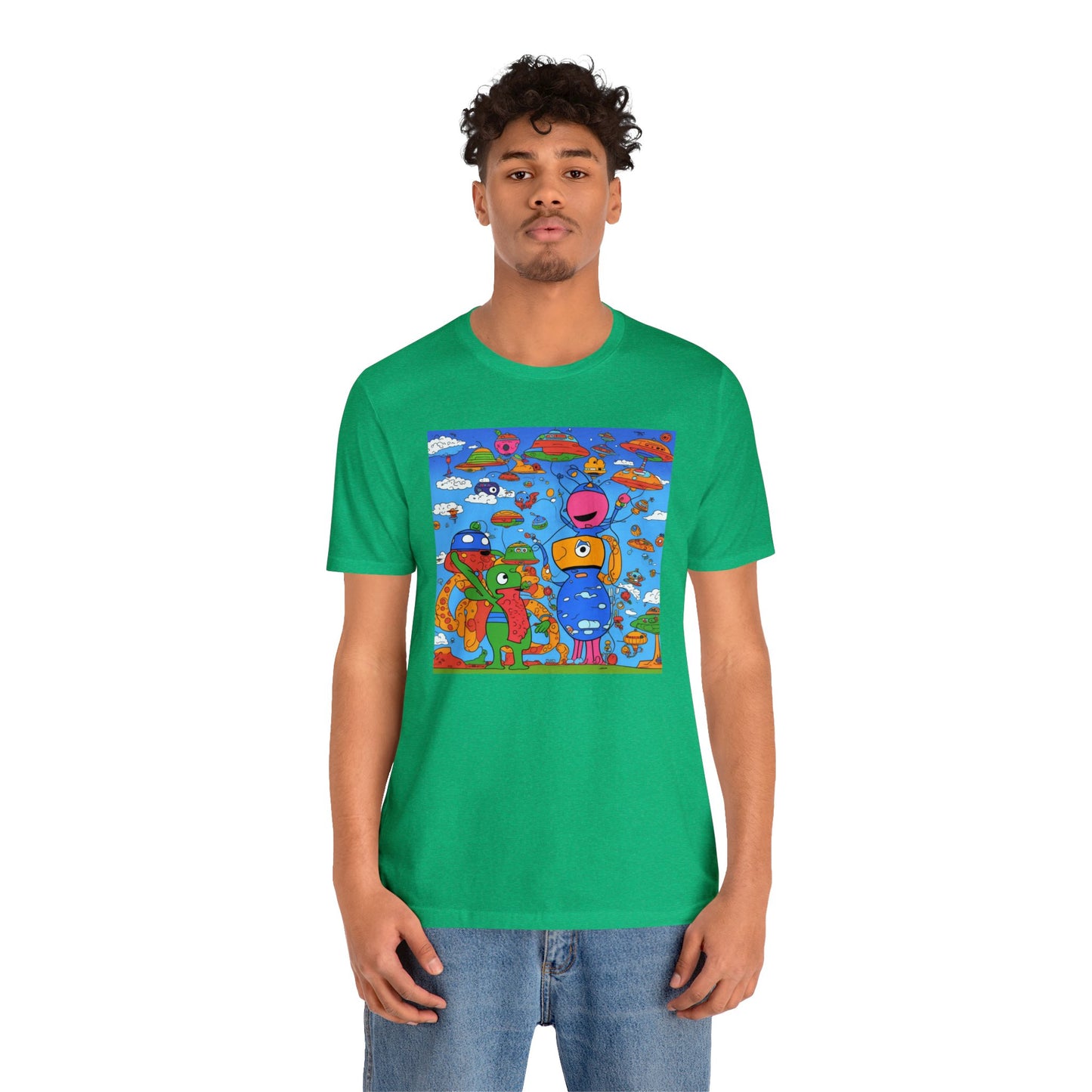 Abstraction | Abstract | Art | Colorful | Trendy | Graphic | Funny | UFO | Aliens | Tee | T-Shirt | Unisex | Men's | Women's |Short Sleeve
