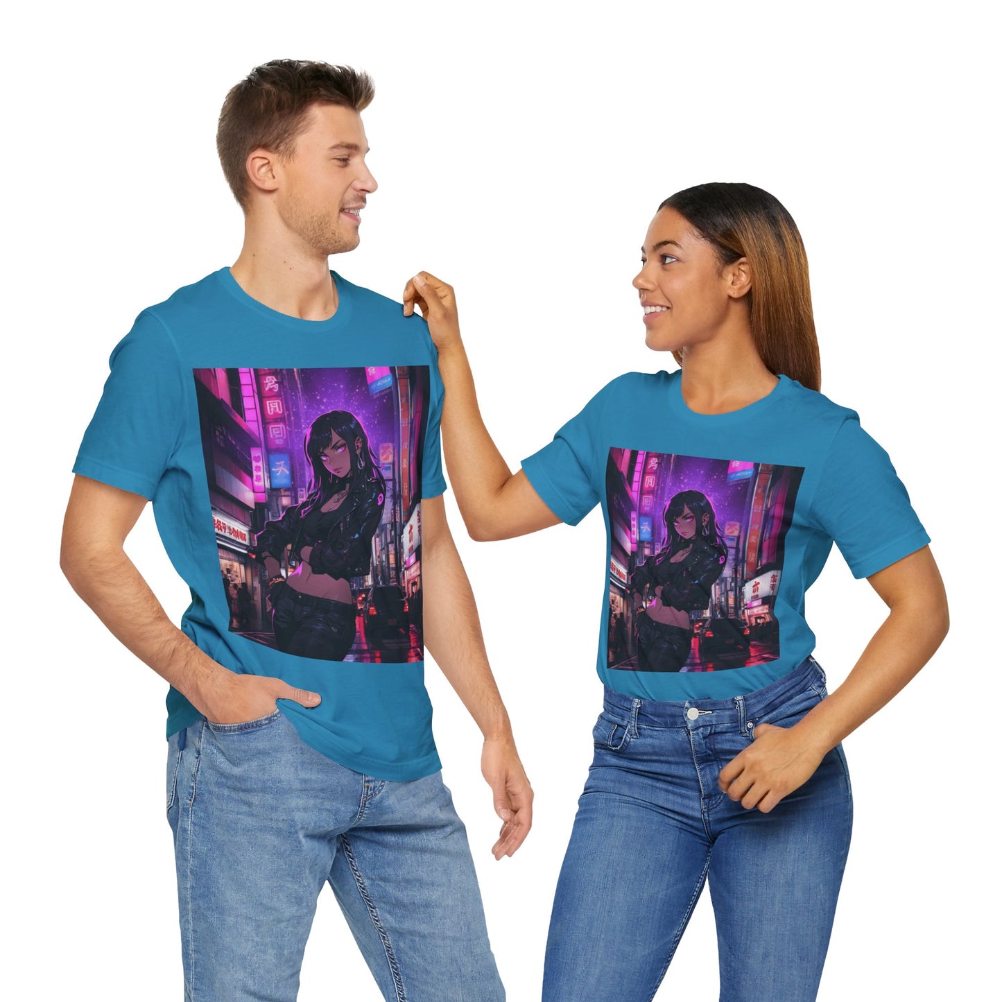 After Glow | HD Graphic | Anime | City | Pretty Girl | Neon Colors | Unisex | Men's | Women's | Tee | T-Shirt