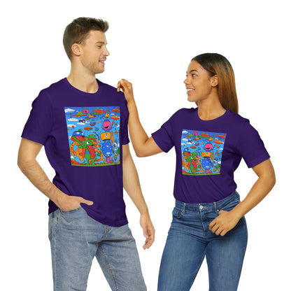 Abstraction | Abstract | Art | Colorful | Trendy | Graphic | Funny | UFO | Aliens | Tee | T-Shirt | Unisex | Men's | Women's |Short Sleeve