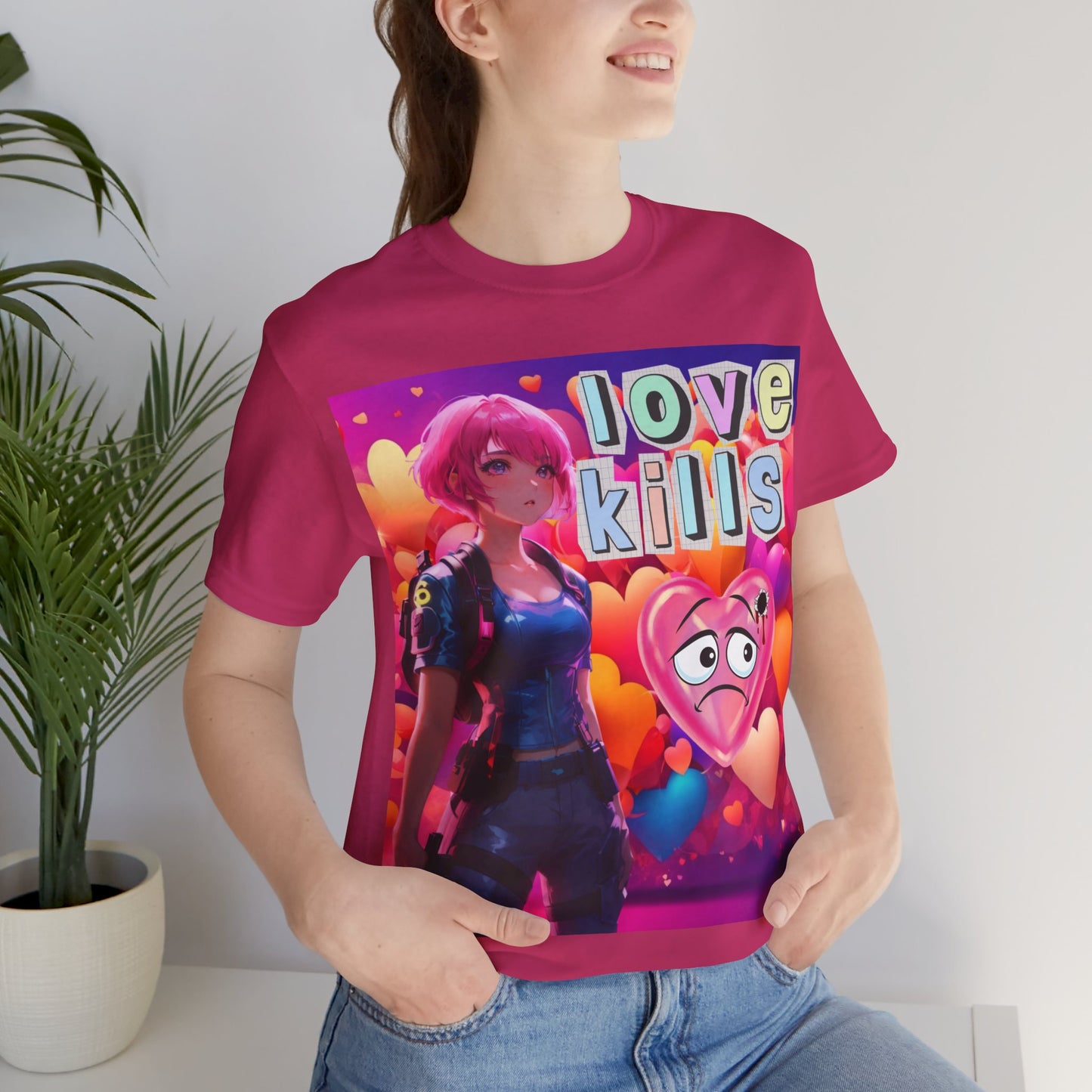 Love Kills | Cute | Anime | Hearts | Unisex | Men's | Women's | Tee | T-Shirt