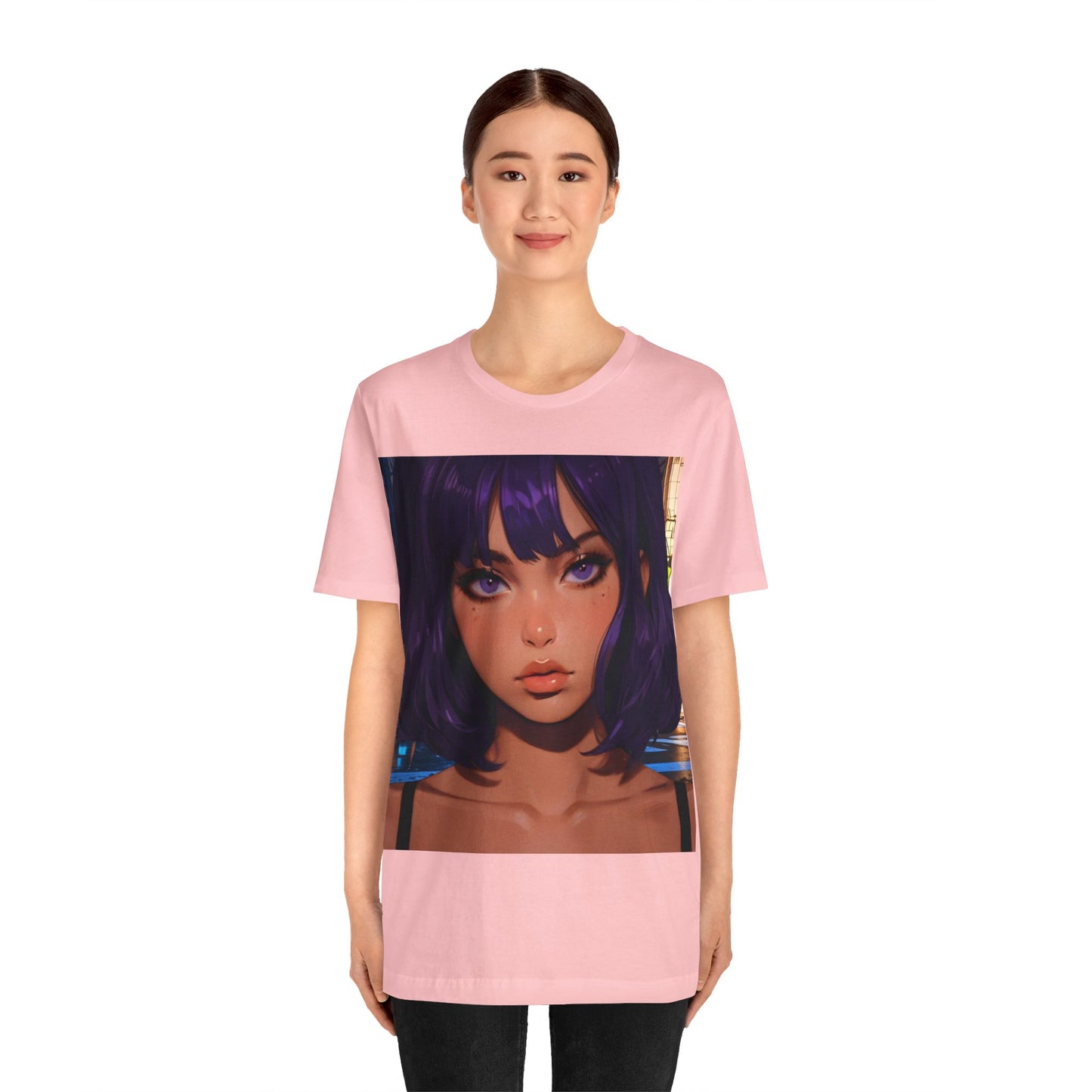 Extreme Close-Up | HD Graphic | Anime Style | Selfie | Purple Hair | Unisex | Men's | Women's | Tee | T-Shirt