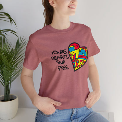 Young Hearts | Run Free | T-Shirt | Music Tee | Party Gift | Disco | Graffiti | House Music | Music Lovers | Fun | Unisex | Men's | Women's | HD Graphics | All Ages | Cool