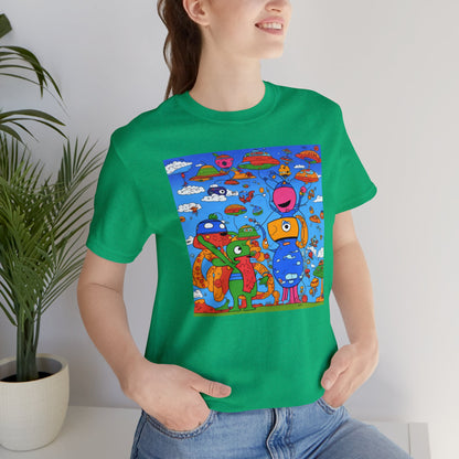 Abstraction | Abstract | Art | Colorful | Trendy | Graphic | Funny | UFO | Aliens | Tee | T-Shirt | Unisex | Men's | Women's |Short Sleeve