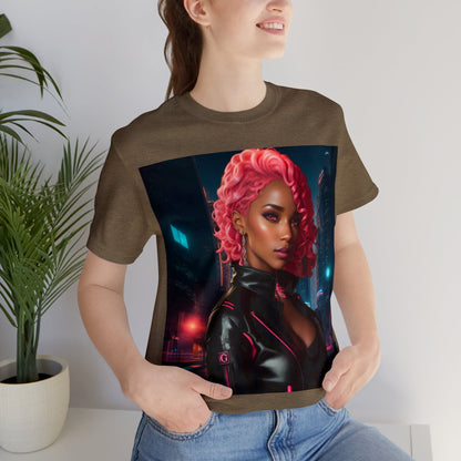 Pink Panthress | Anime Gift | Fantasy Girl | City Lights | Sci Fi | Futuristic | HD Graphics | Unisex | Men's | Women's | Tee | T-Shirt