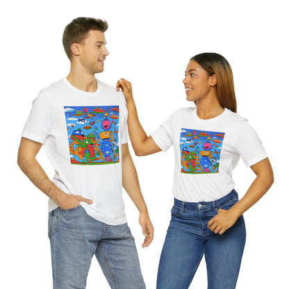 Abstraction | Abstract | Art | Colorful | Trendy | Graphic | Funny | UFO | Aliens | Tee | T-Shirt | Unisex | Men's | Women's |Short Sleeve