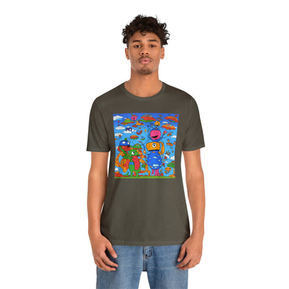 Abstraction | Abstract | Art | Colorful | Trendy | Graphic | Funny | UFO | Aliens | Tee | T-Shirt | Unisex | Men's | Women's |Short Sleeve