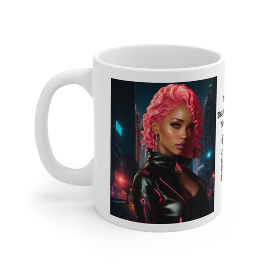 Pink Panthress | Anime Gift | Fantasy Girl | City Lights | Sci Fi | Futuristic | HD Graphics | Coffee | Tea | Hot Chocolate | Ceramic Mug | 11oz