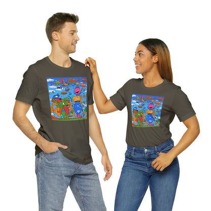 Abstraction | Abstract | Art | Colorful | Trendy | Graphic | Funny | UFO | Aliens | Tee | T-Shirt | Unisex | Men's | Women's |Short Sleeve