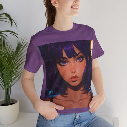 Extreme Close-Up | HD Graphic | Anime Style | Selfie | Purple Hair | Unisex | Men's | Women's | Tee | T-Shirt