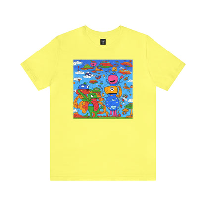 Abstraction | Abstract | Art | Colorful | Trendy | Graphic | Funny | UFO | Aliens | Tee | T-Shirt | Unisex | Men's | Women's |Short Sleeve