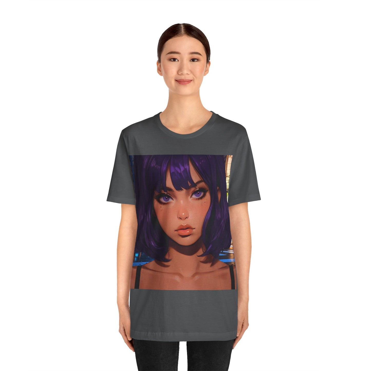 Extreme Close-Up | HD Graphic | Anime Style | Selfie | Purple Hair | Unisex | Men's | Women's | Tee | T-Shirt