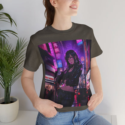 After Glow | HD Graphic | Anime | City | Pretty Girl | Neon Colors | Unisex | Men's | Women's | Tee | T-Shirt