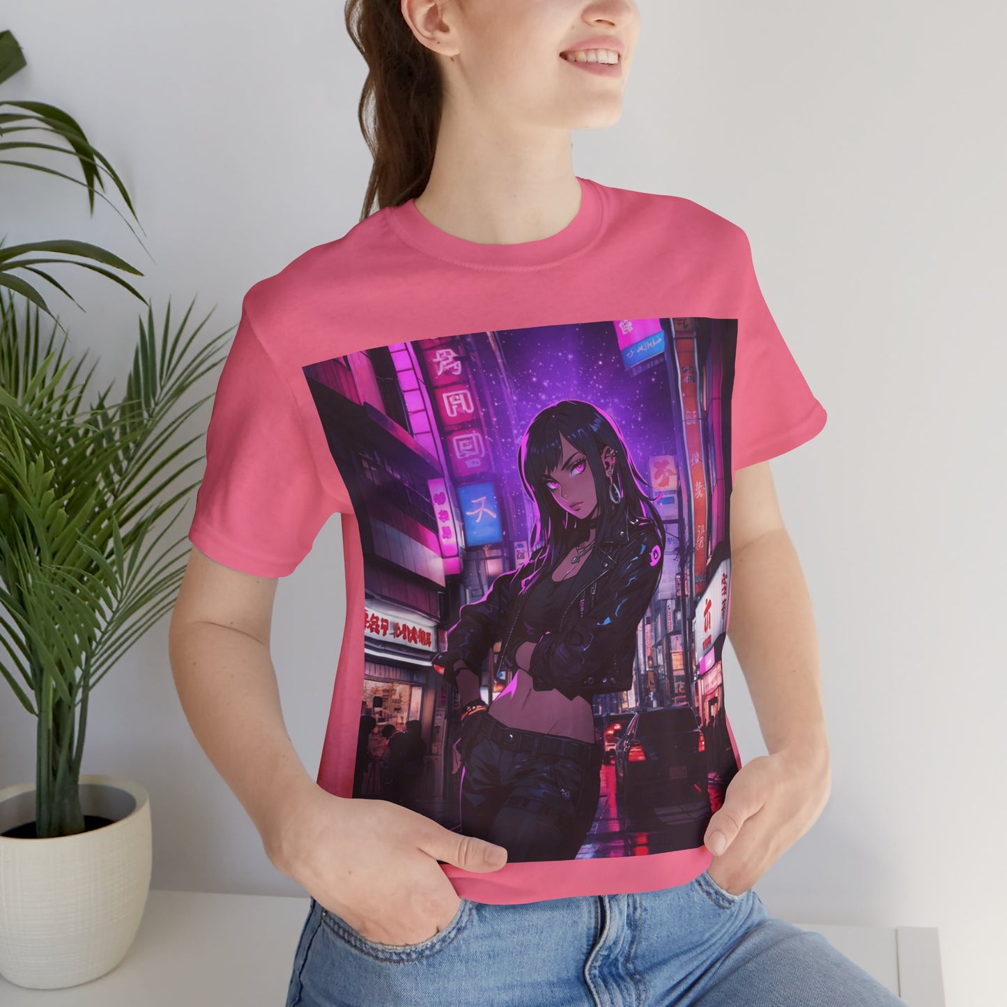 After Glow | HD Graphic | Anime | City | Pretty Girl | Neon Colors | Unisex | Men's | Women's | Tee | T-Shirt