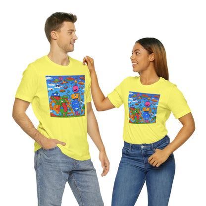 Abstraction | Abstract | Art | Colorful | Trendy | Graphic | Funny | UFO | Aliens | Tee | T-Shirt | Unisex | Men's | Women's |Short Sleeve