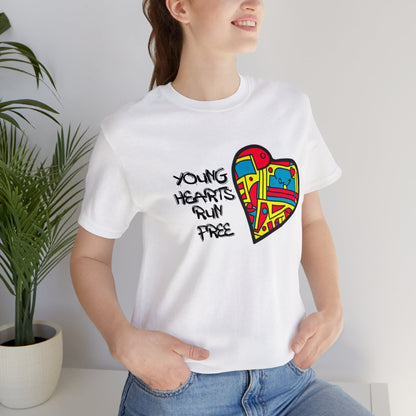 Young Hearts | Run Free | T-Shirt | Music Tee | Party Gift | Disco | Graffiti | House Music | Music Lovers | Fun | Unisex | Men's | Women's | HD Graphics | All Ages | Cool