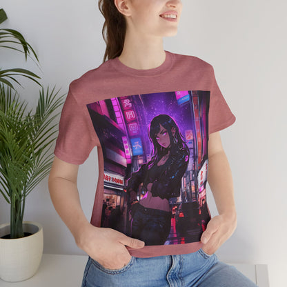 After Glow | HD Graphic | Anime | City | Pretty Girl | Neon Colors | Unisex | Men's | Women's | Tee | T-Shirt