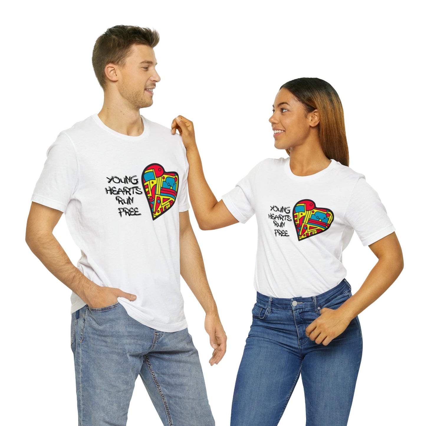 Young Hearts | Run Free | T-Shirt | Music Tee | Party Gift | Disco | Graffiti | House Music | Music Lovers | Fun | Unisex | Men's | Women's | HD Graphics | All Ages | Cool