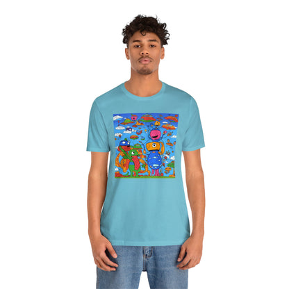 Abstraction | Abstract | Art | Colorful | Trendy | Graphic | Funny | UFO | Aliens | Tee | T-Shirt | Unisex | Men's | Women's |Short Sleeve