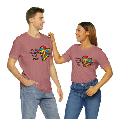 Young Hearts | Run Free | T-Shirt | Music Tee | Party Gift | Disco | Graffiti | House Music | Music Lovers | Fun | Unisex | Men's | Women's | HD Graphics | All Ages | Cool