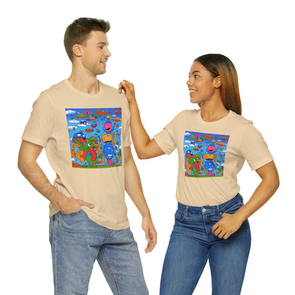 Abstraction | Abstract | Art | Colorful | Trendy | Graphic | Funny | UFO | Aliens | Tee | T-Shirt | Unisex | Men's | Women's |Short Sleeve