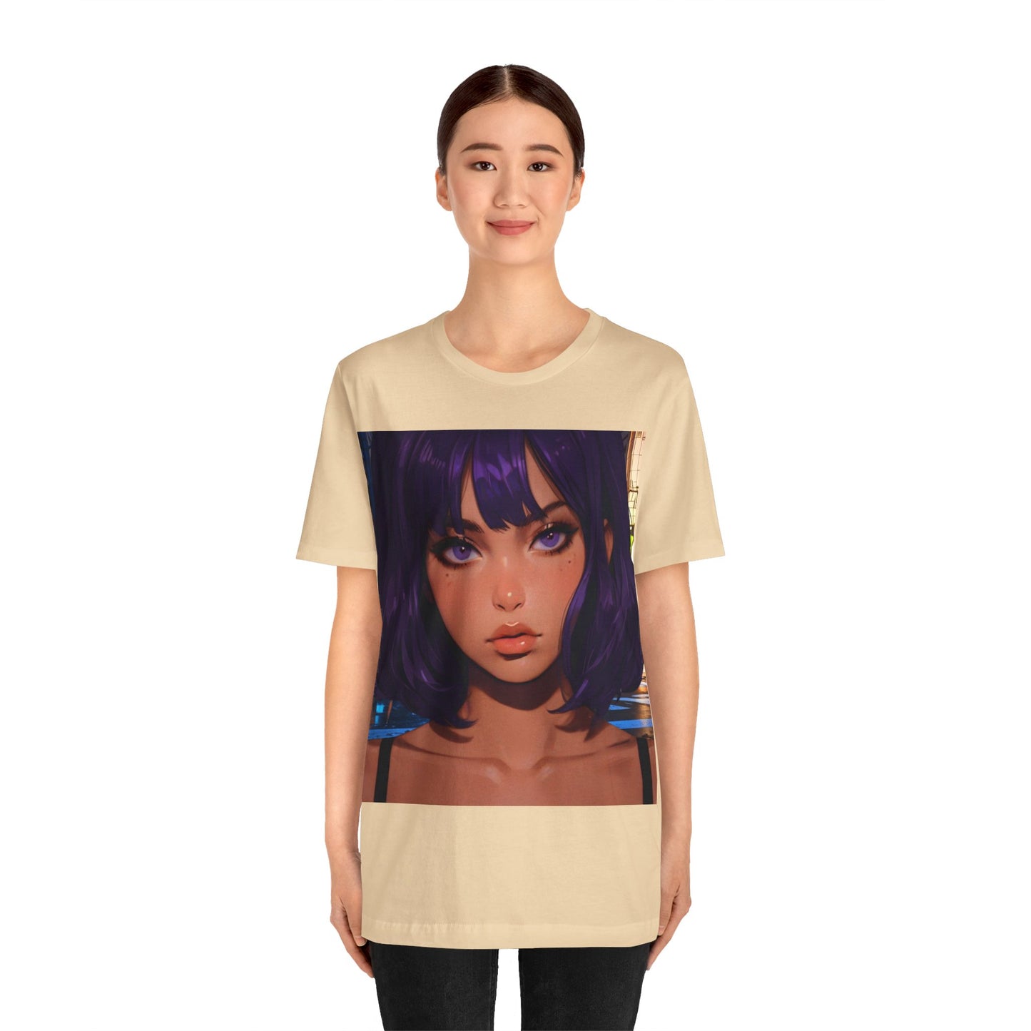 Extreme Close-Up | HD Graphic | Anime Style | Selfie | Purple Hair | Unisex | Men's | Women's | Tee | T-Shirt