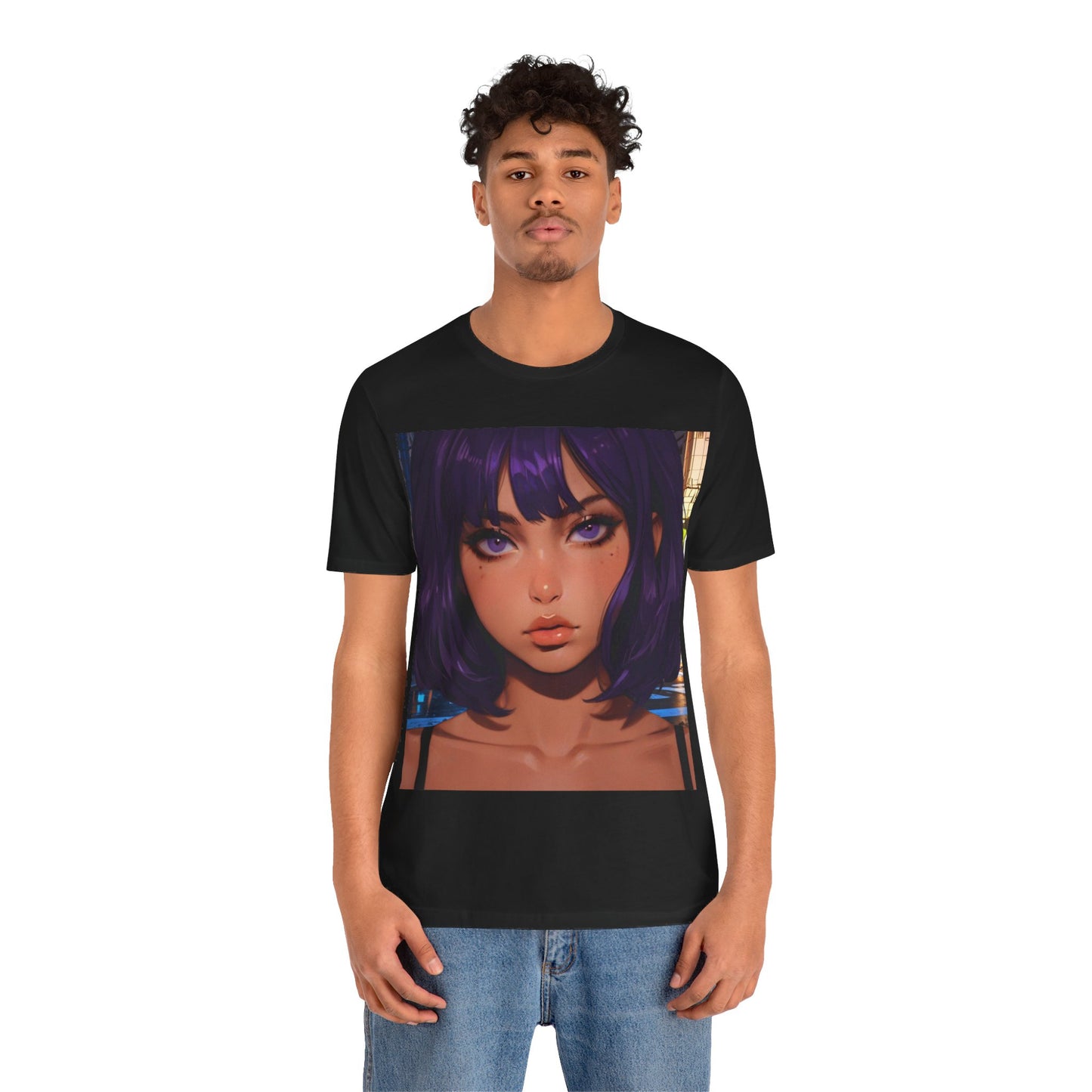 Extreme Close-Up | HD Graphic | Anime Style | Selfie | Purple Hair | Unisex | Men's | Women's | Tee | T-Shirt