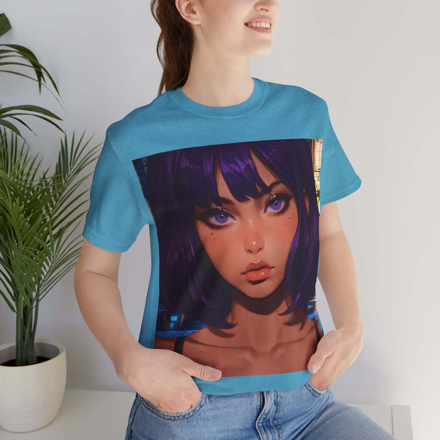 Extreme Close-Up | HD Graphic | Anime Style | Selfie | Purple Hair | Unisex | Men's | Women's | Tee | T-Shirt