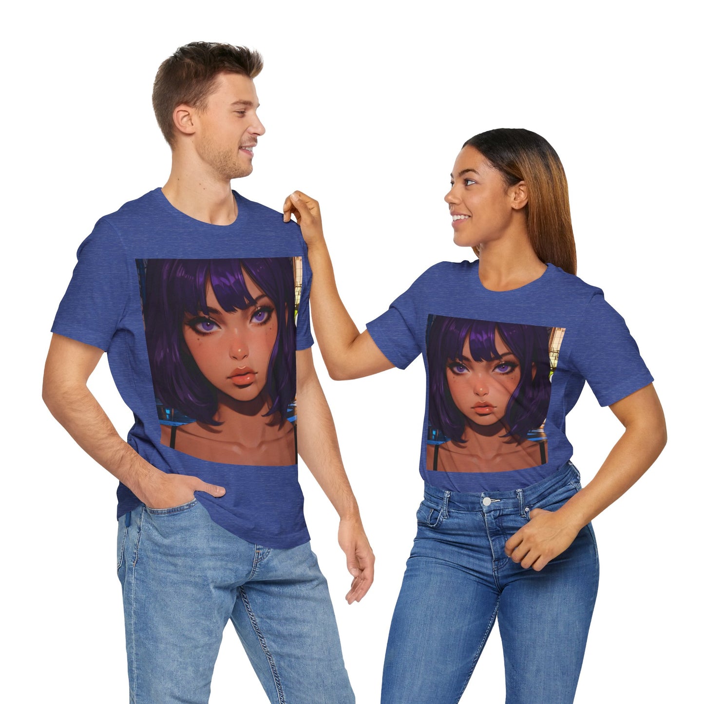 Extreme Close-Up | HD Graphic | Anime Style | Selfie | Purple Hair | Unisex | Men's | Women's | Tee | T-Shirt