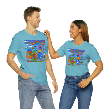 Abstraction | Abstract | Art | Colorful | Trendy | Graphic | Funny | UFO | Aliens | Tee | T-Shirt | Unisex | Men's | Women's |Short Sleeve