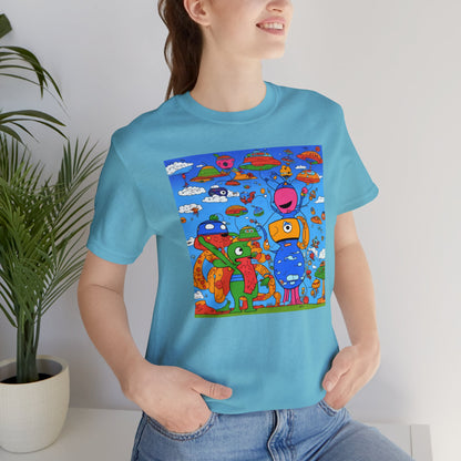 Abstraction | Abstract | Art | Colorful | Trendy | Graphic | Funny | UFO | Aliens | Tee | T-Shirt | Unisex | Men's | Women's |Short Sleeve