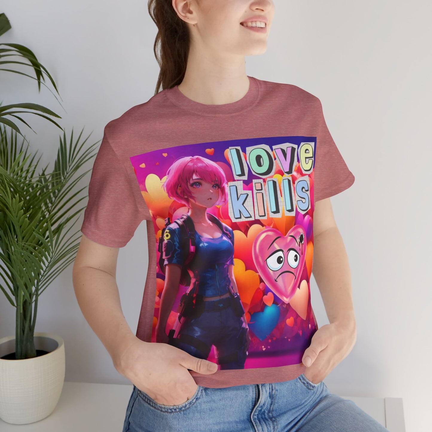 Love Kills | Cute | Anime | Hearts | Unisex | Men's | Women's | Tee | T-Shirt