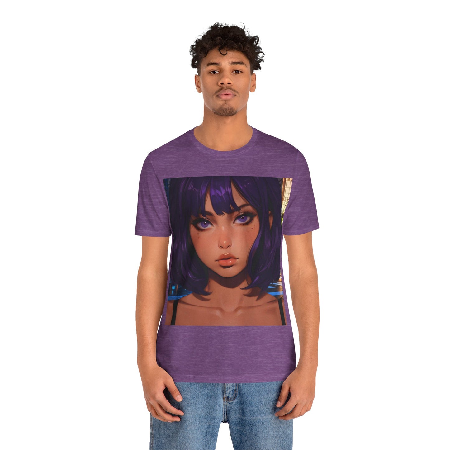 Extreme Close-Up | HD Graphic | Anime Style | Selfie | Purple Hair | Unisex | Men's | Women's | Tee | T-Shirt