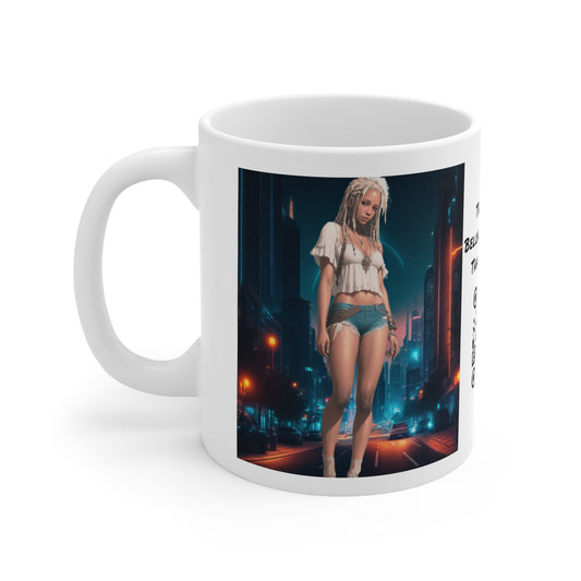 Night Shoot | Anime Gift | Fantasy Girl | City Lights | Sci Fi | Futuristic | HD Graphics | Coffee | Tea | Hot Chocolate | Ceramic Mug | 11oz