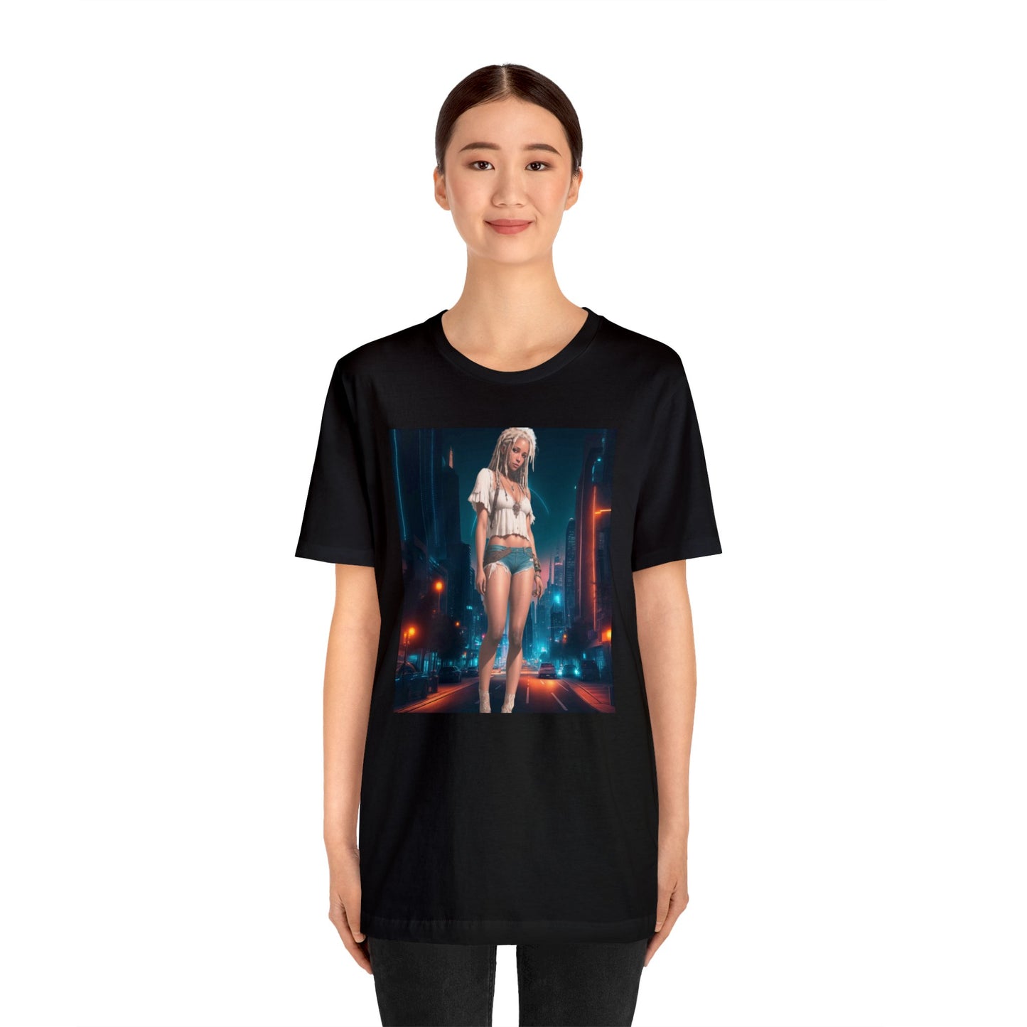 Night Shoot | Anime Gift | Fantasy Girl | City Lights | Sci Fi | Futuristic | HD Graphics | Unisex | Men's | Women's | Tee | T-Shirt