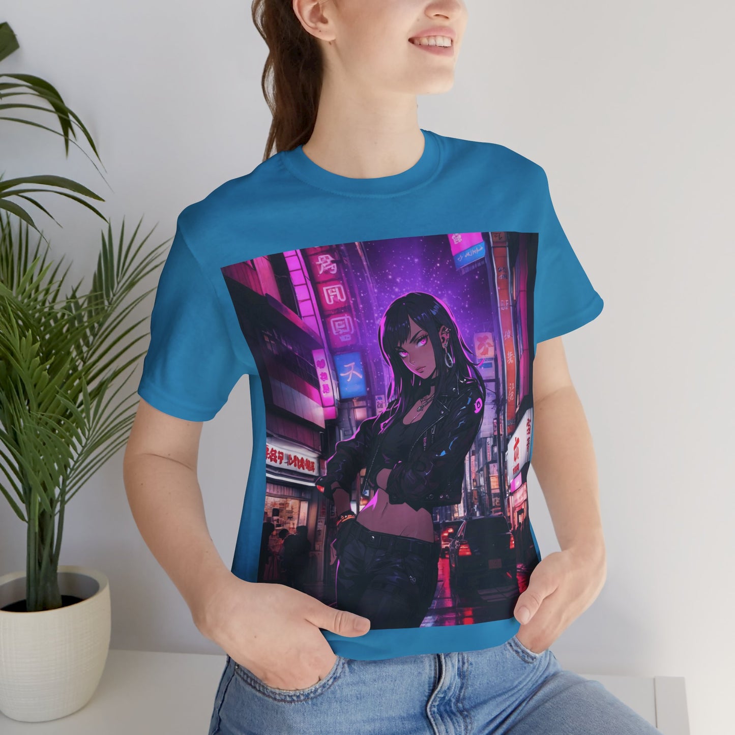 After Glow | HD Graphic | Anime | City | Pretty Girl | Neon Colors | Unisex | Men's | Women's | Tee | T-Shirt