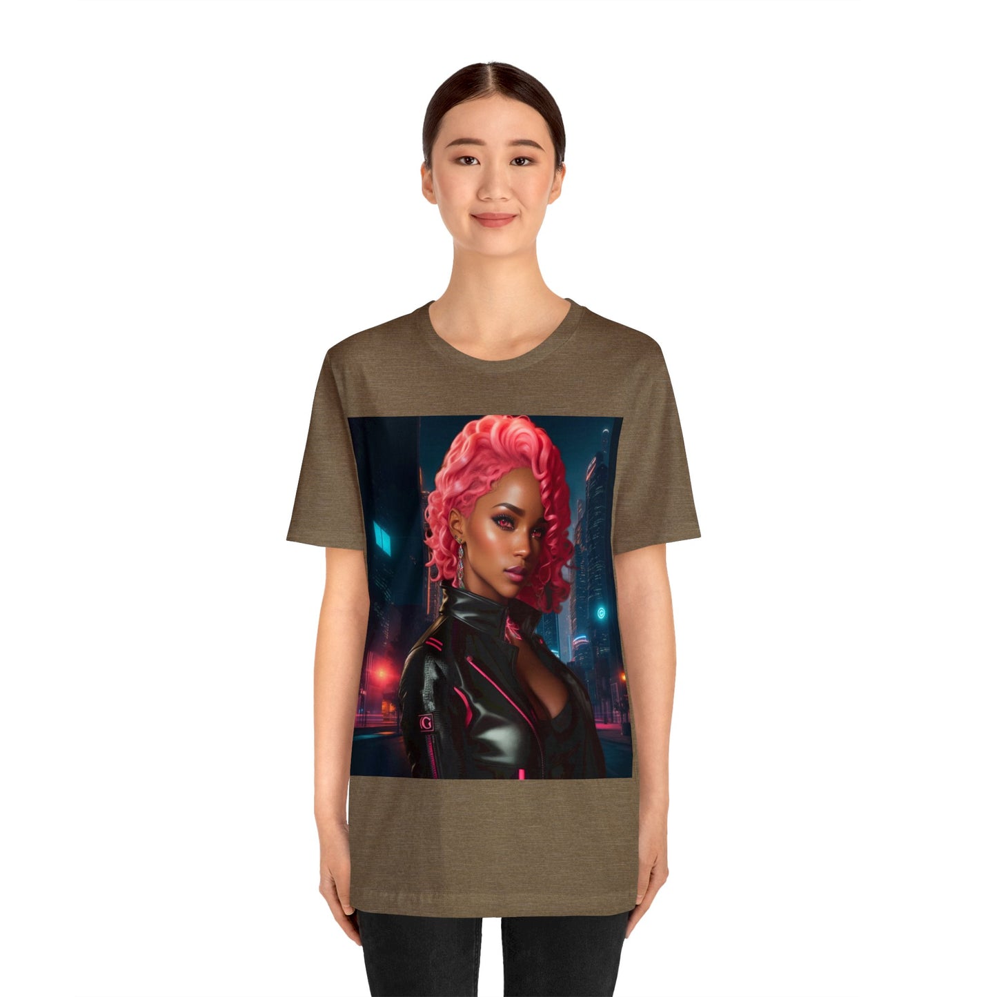 Pink Panthress | Anime Gift | Fantasy Girl | City Lights | Sci Fi | Futuristic | HD Graphics | Unisex | Men's | Women's | Tee | T-Shirt