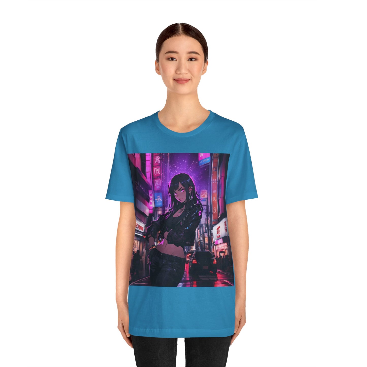 After Glow | HD Graphic | Anime | City | Pretty Girl | Neon Colors | Unisex | Men's | Women's | Tee | T-Shirt