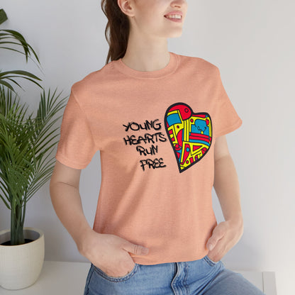 Young Hearts | Run Free | T-Shirt | Music Tee | Party Gift | Disco | Graffiti | House Music | Music Lovers | Fun | Unisex | Men's | Women's | HD Graphics | All Ages | Cool