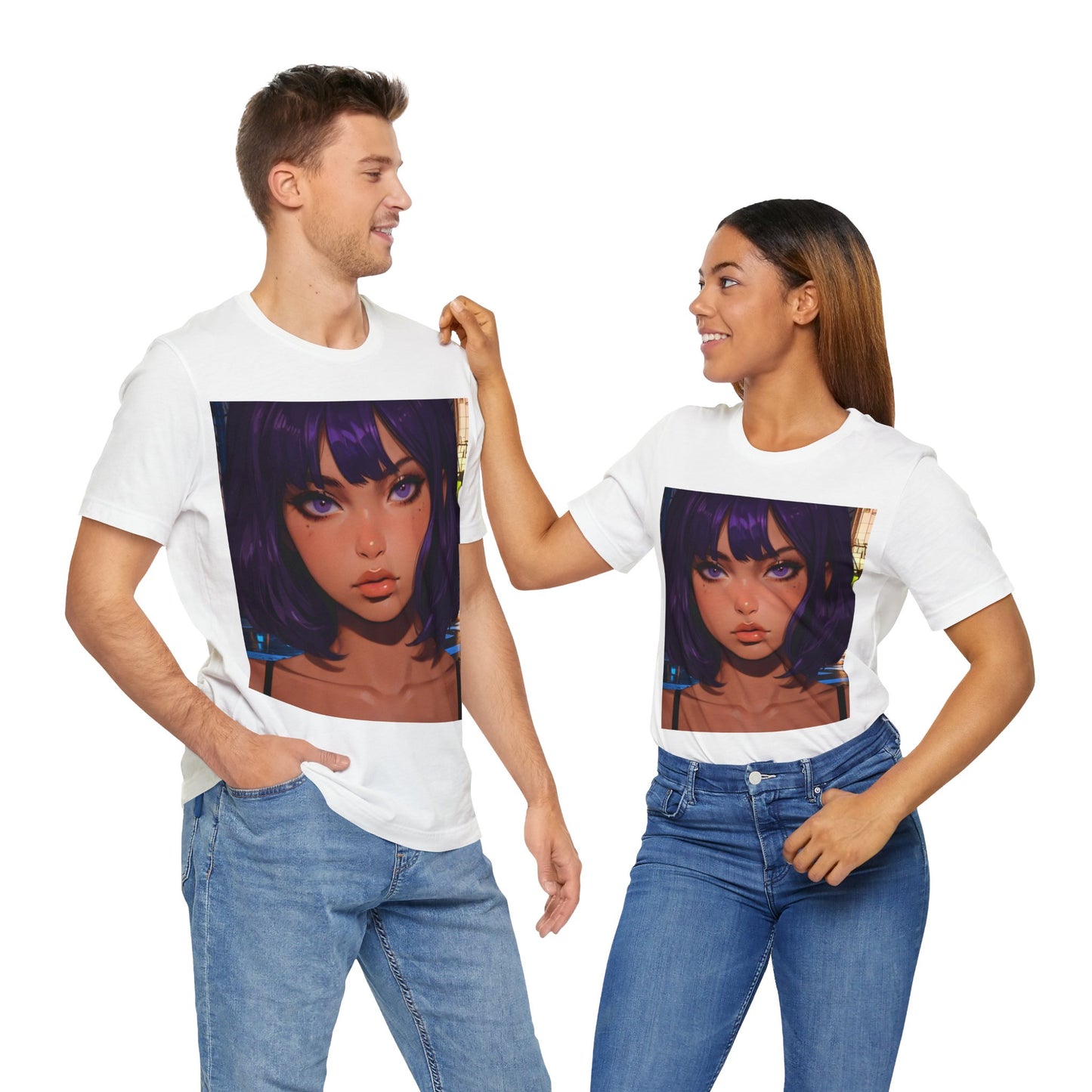 Extreme Close-Up | HD Graphic | Anime Style | Selfie | Purple Hair | Unisex | Men's | Women's | Tee | T-Shirt