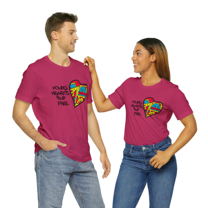 Young Hearts | Run Free | T-Shirt | Music Tee | Party Gift | Disco | Graffiti | House Music | Music Lovers | Fun | Unisex | Men's | Women's | HD Graphics | All Ages | Cool