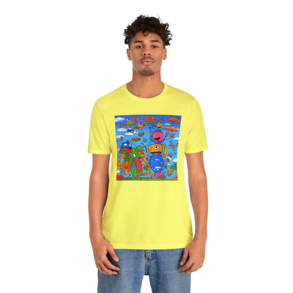 Abstraction | Abstract | Art | Colorful | Trendy | Graphic | Funny | UFO | Aliens | Tee | T-Shirt | Unisex | Men's | Women's |Short Sleeve